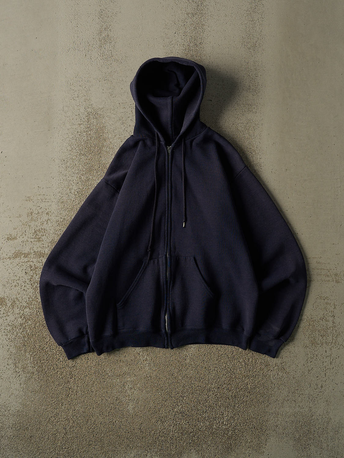 Vintage 90s Navy Blue Blank Zip Up Hoodie (S)