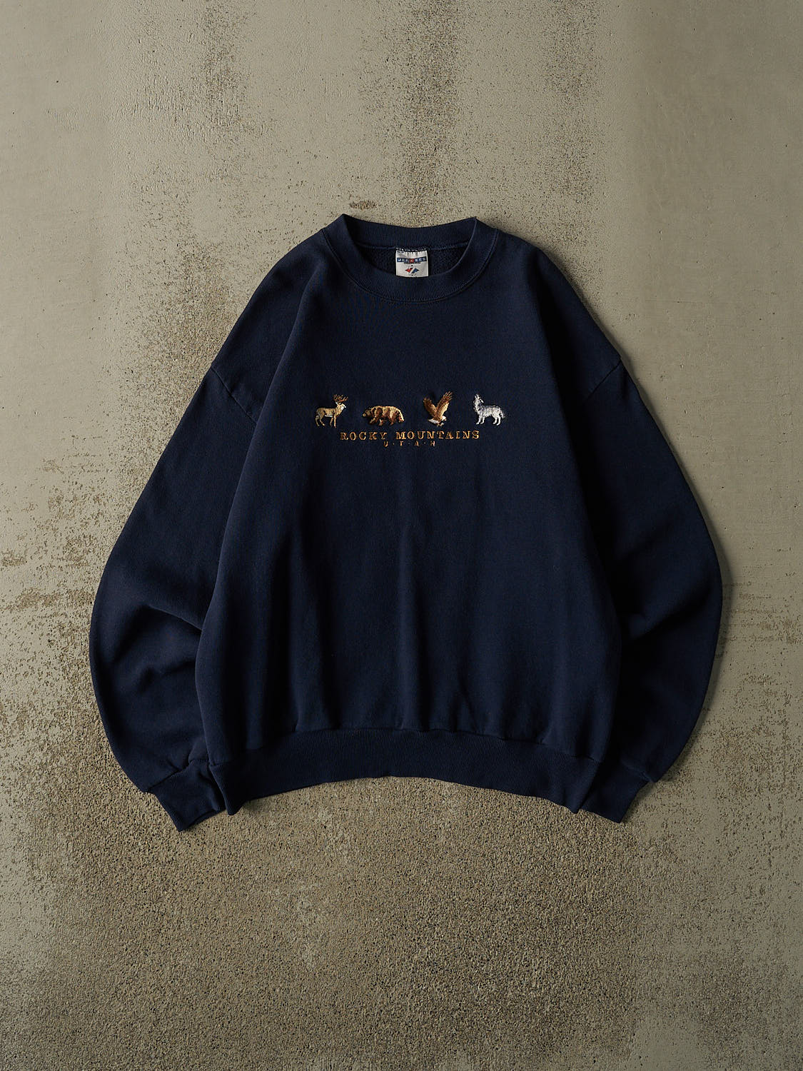 Vintage 90s Navy Blue Utah Rocky Mountains Crewneck (M)