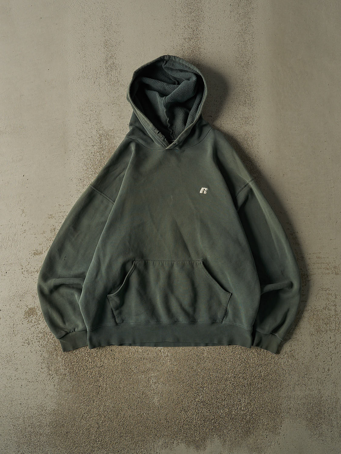 Vintage Y2K Green Russell Athletic Embroidered Hoodie (XL)