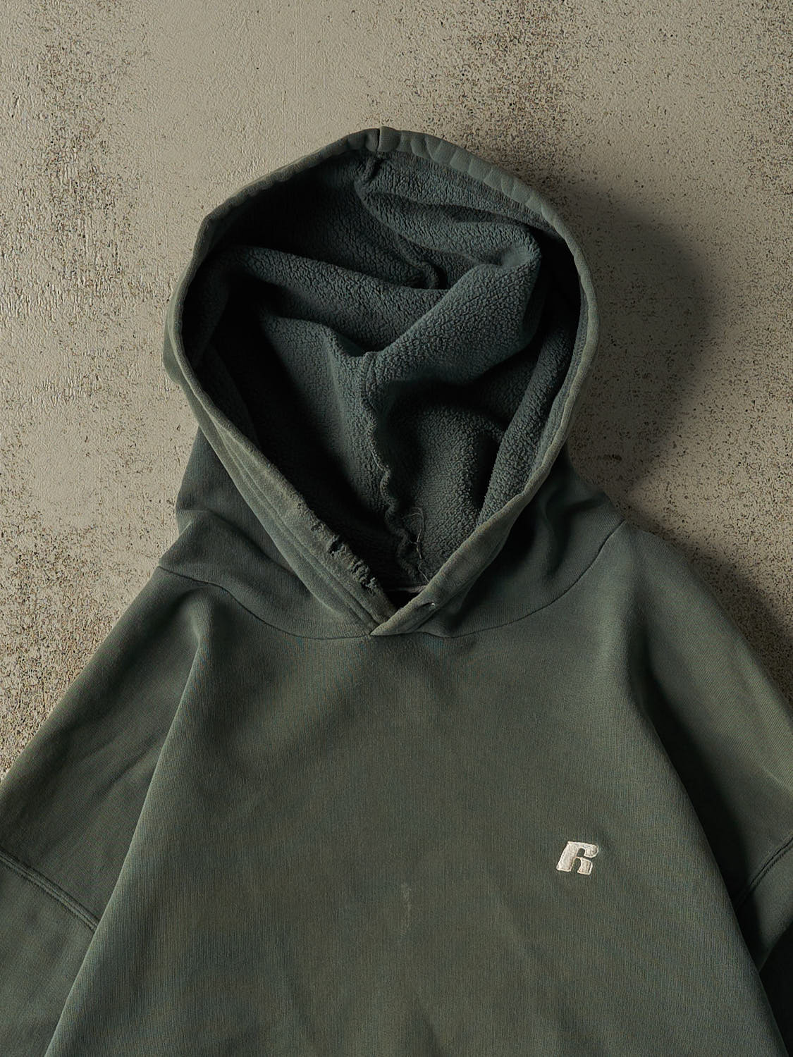 Vintage Y2K Green Russell Athletic Embroidered Hoodie (XL)
