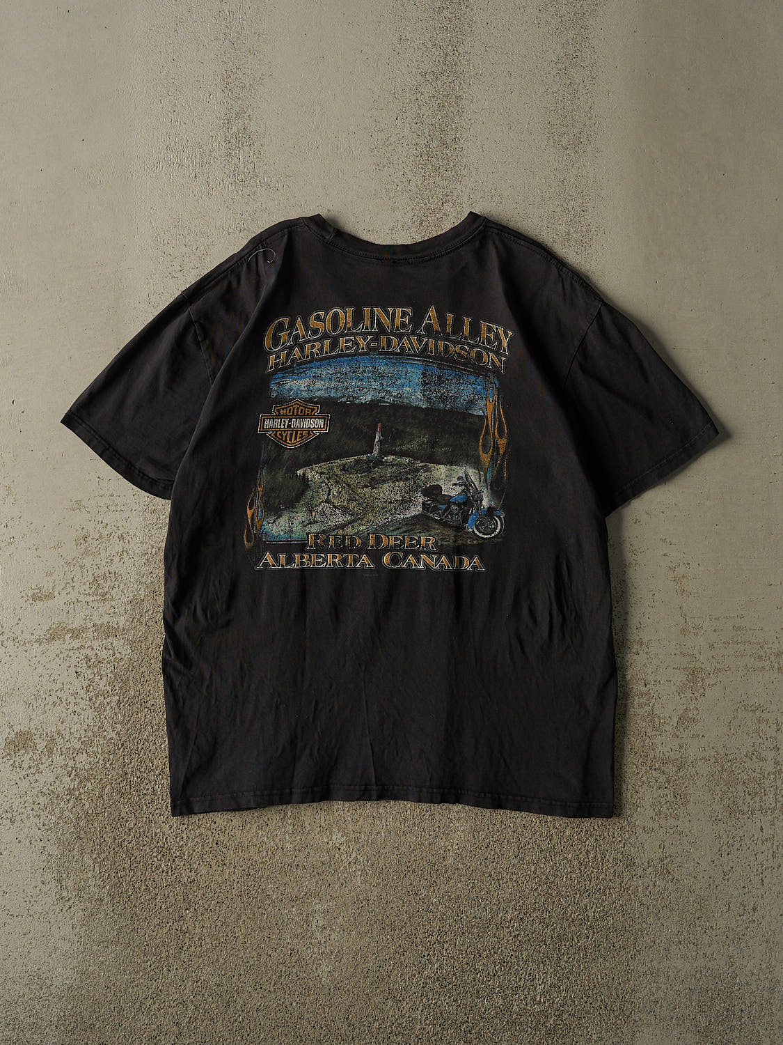 Vintage 09' Faded Black Harley Davidson Red Deer Alberta Tee (XL)