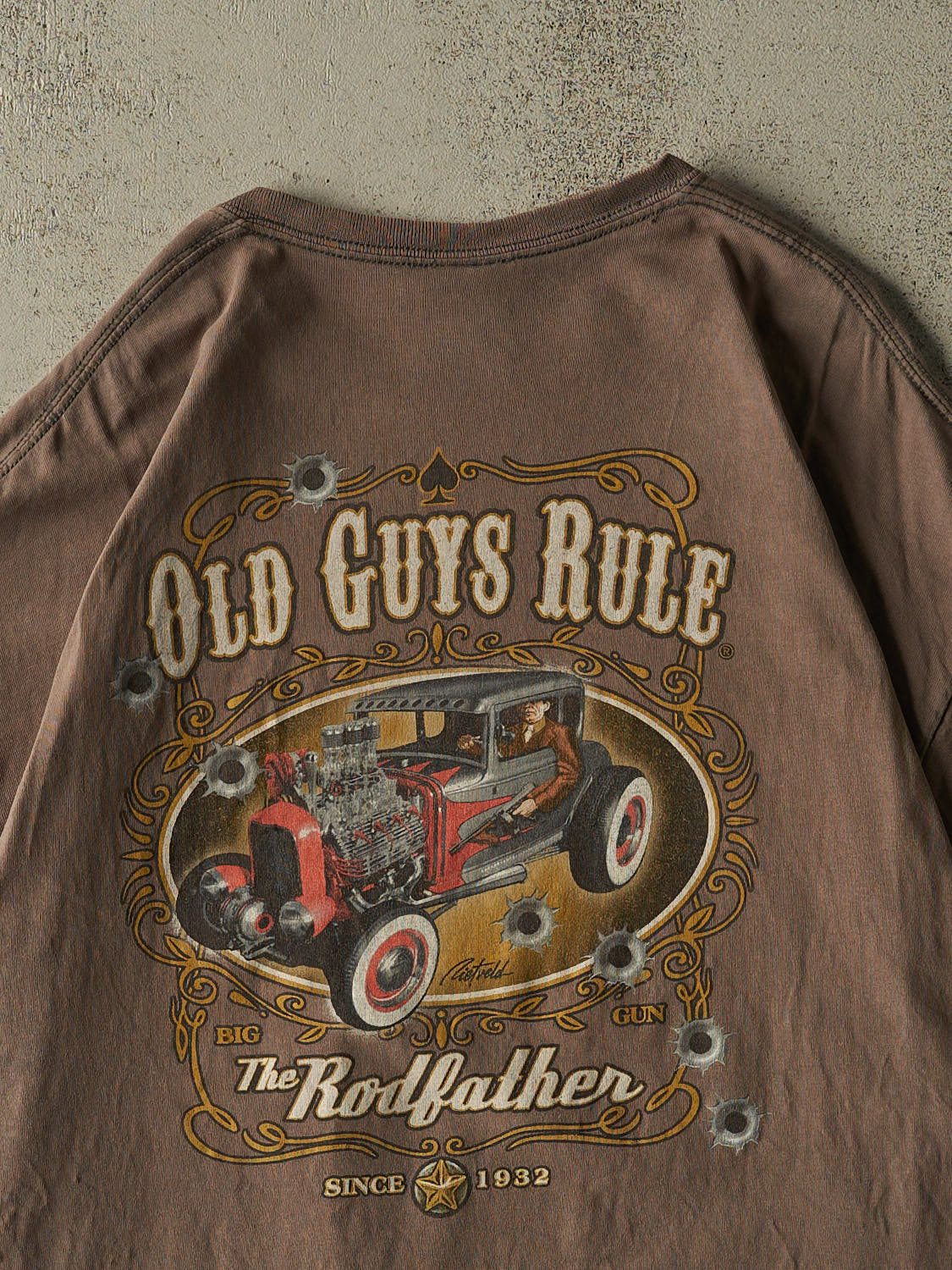 Vintage Y2K Brown Old Guys Rule Tee (XL)