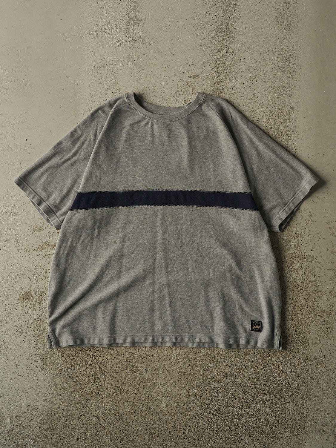 Vintage 90s Grey Striped Tee (L/XL)