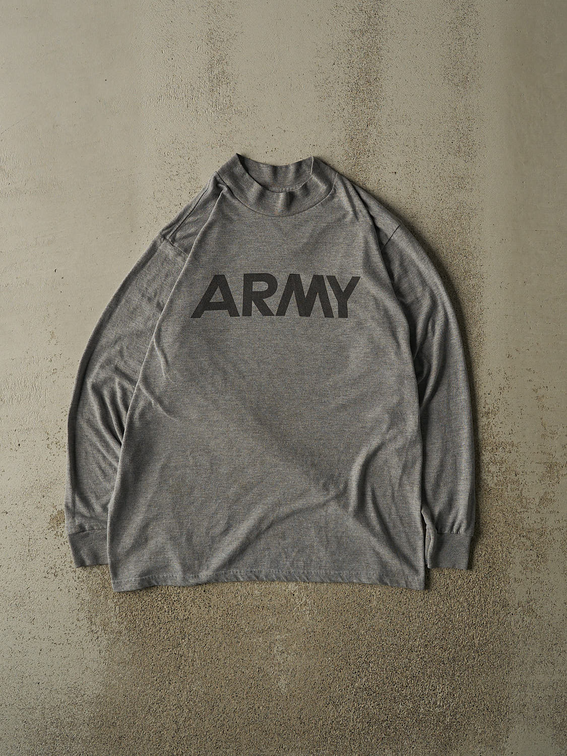 Vintage Y2K Grey United States Army Mock Neck Long Sleeve (L)