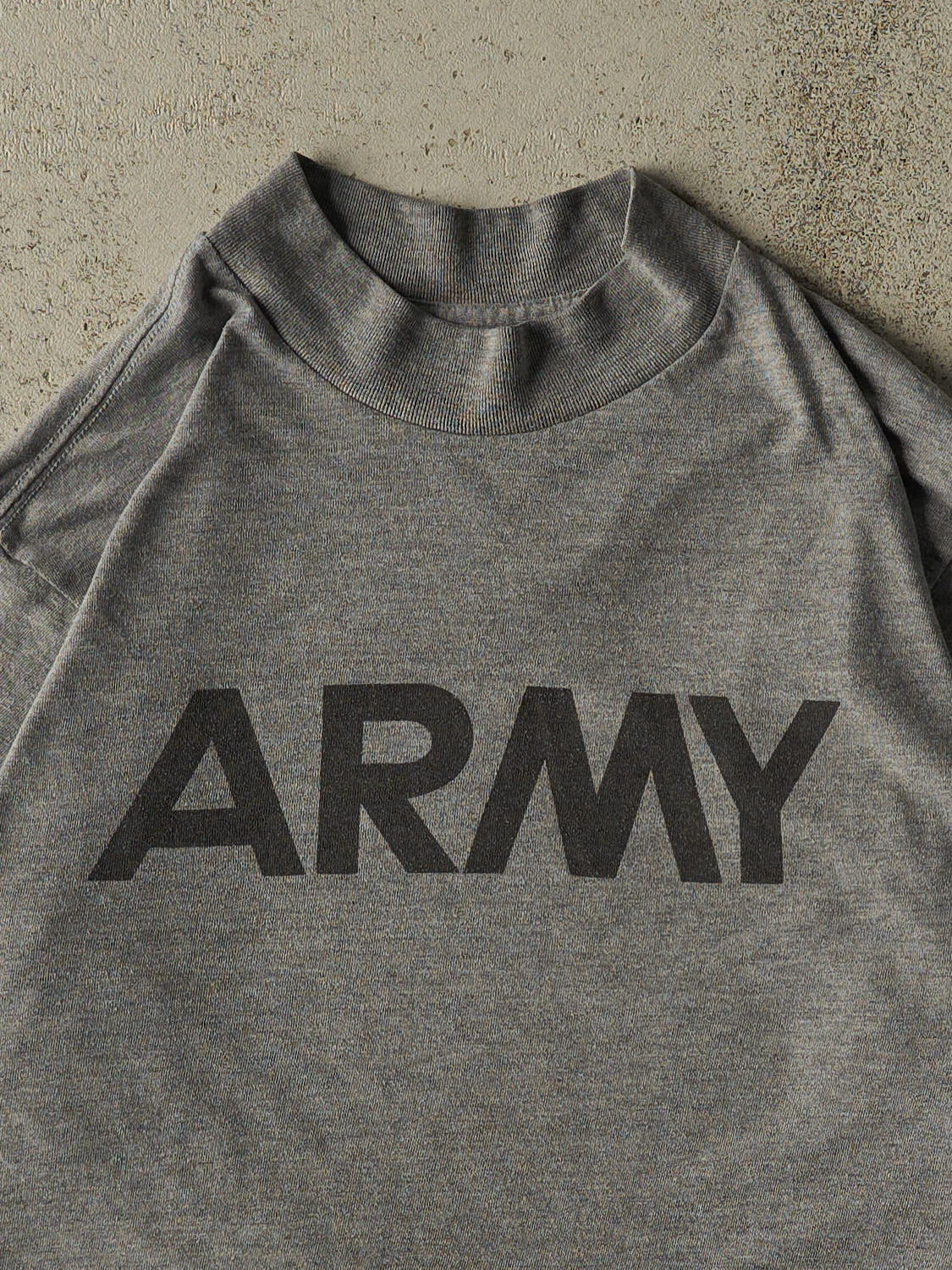 Vintage Y2K Grey United States Army Mock Neck Long Sleeve (L)