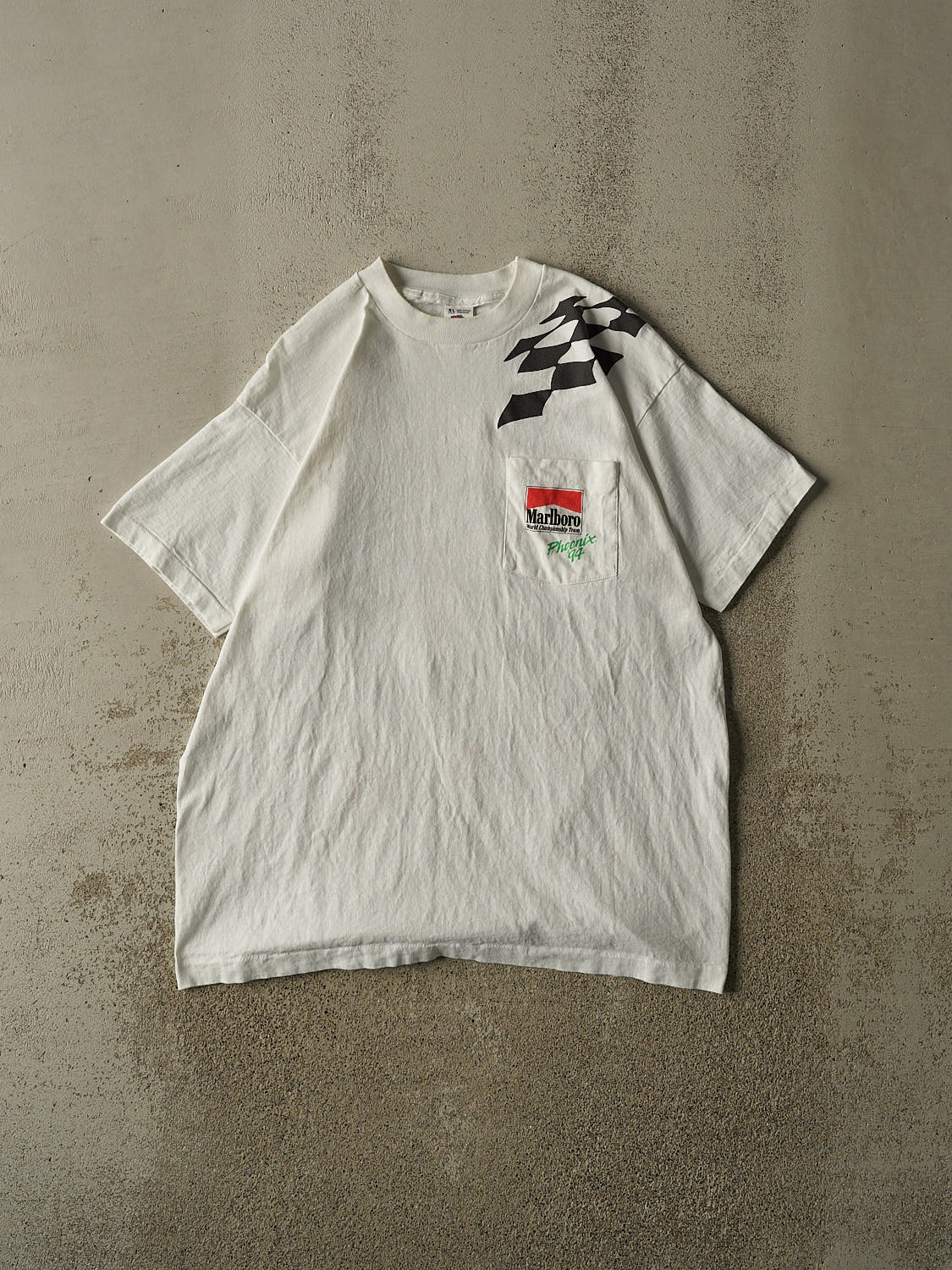 Vintage 94' White Marlboro Racing Single Stitch Pocket Tee (L/XL)