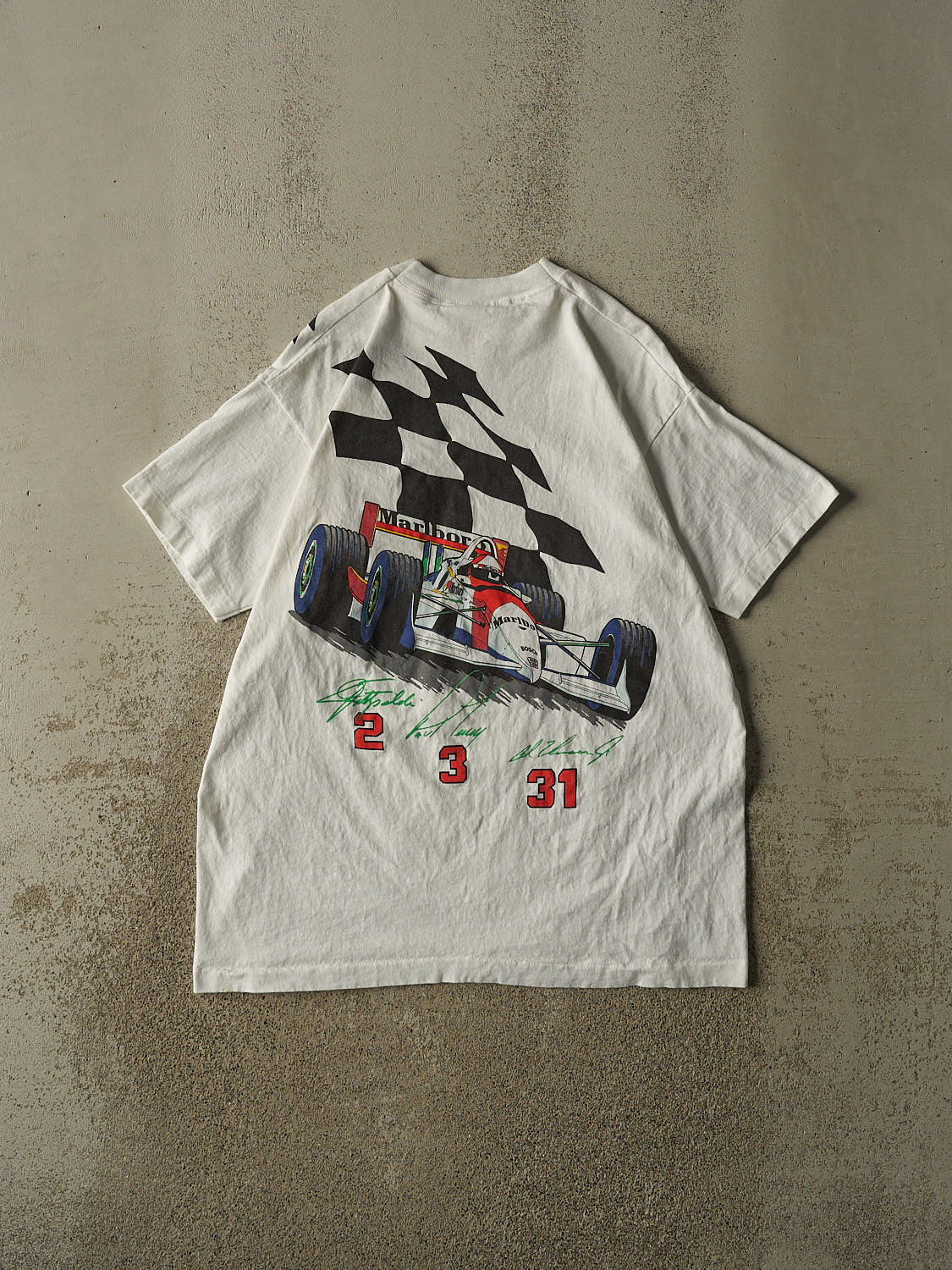 Vintage 94' White Marlboro Racing Single Stitch Pocket Tee (L/XL)