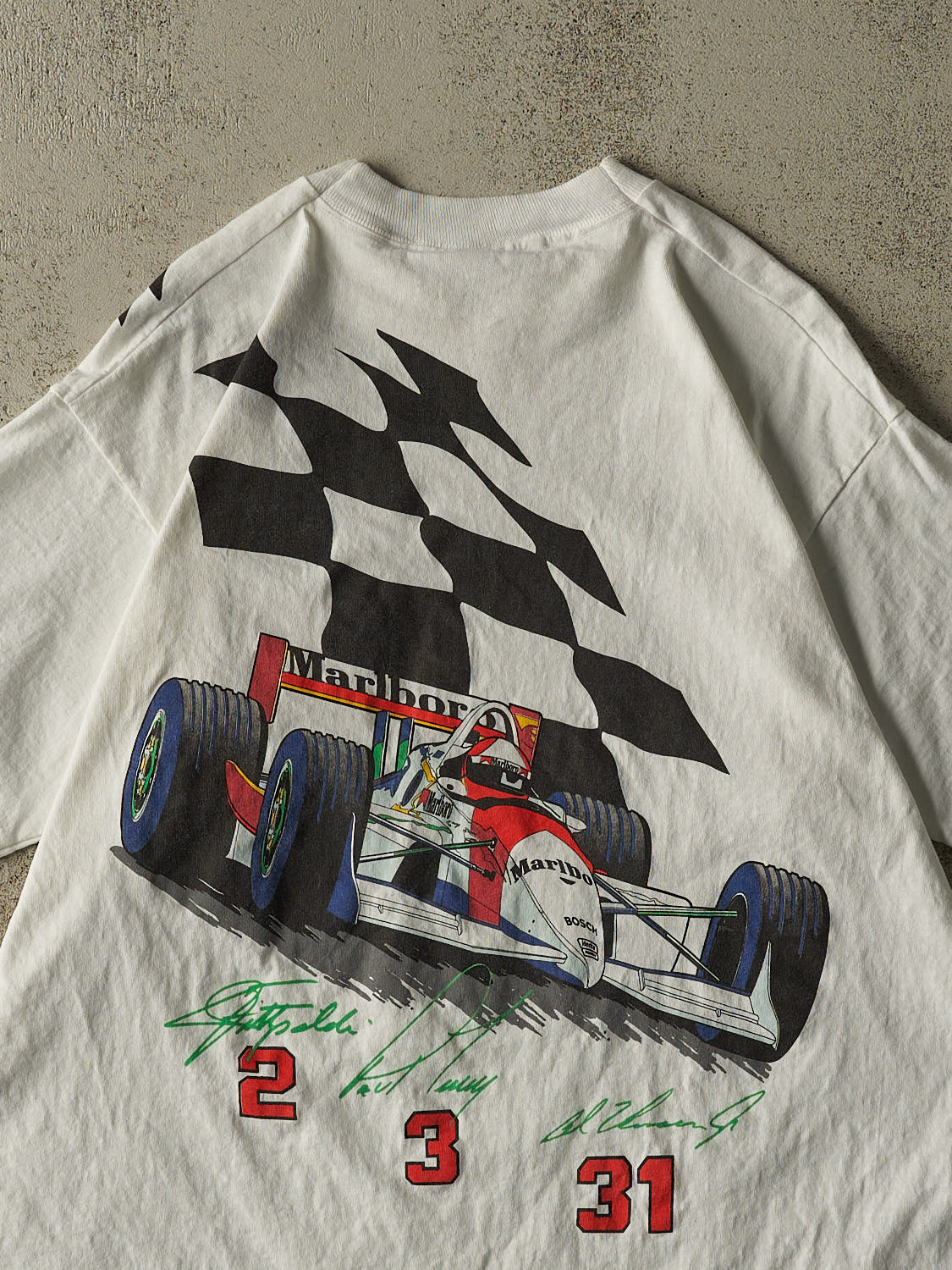 Vintage 94' White Marlboro Racing Single Stitch Pocket Tee (L/XL)