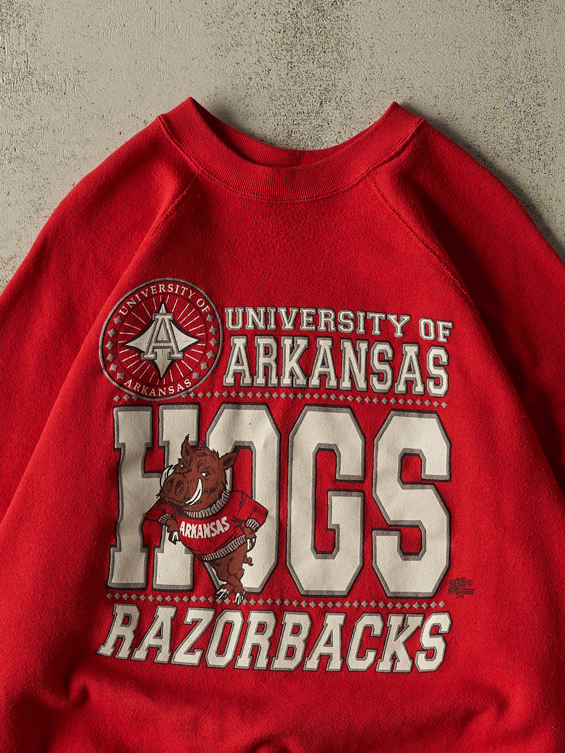 Vintage 80s Red University of Arkansas Razorbacks Crewneck (XL)