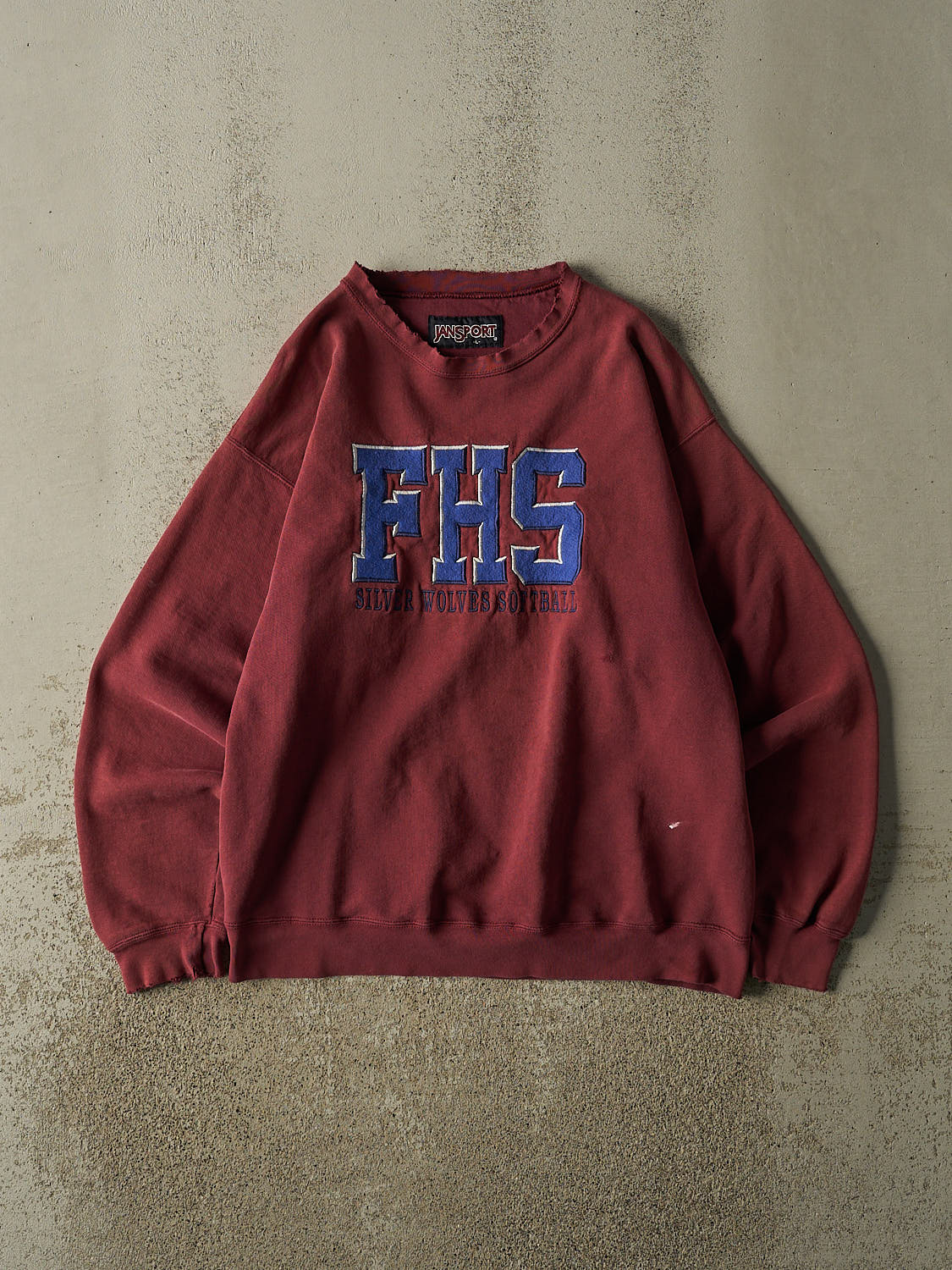 Vintage 90s Burgundy FHS Silver Wolves Softball Crewneck (L)