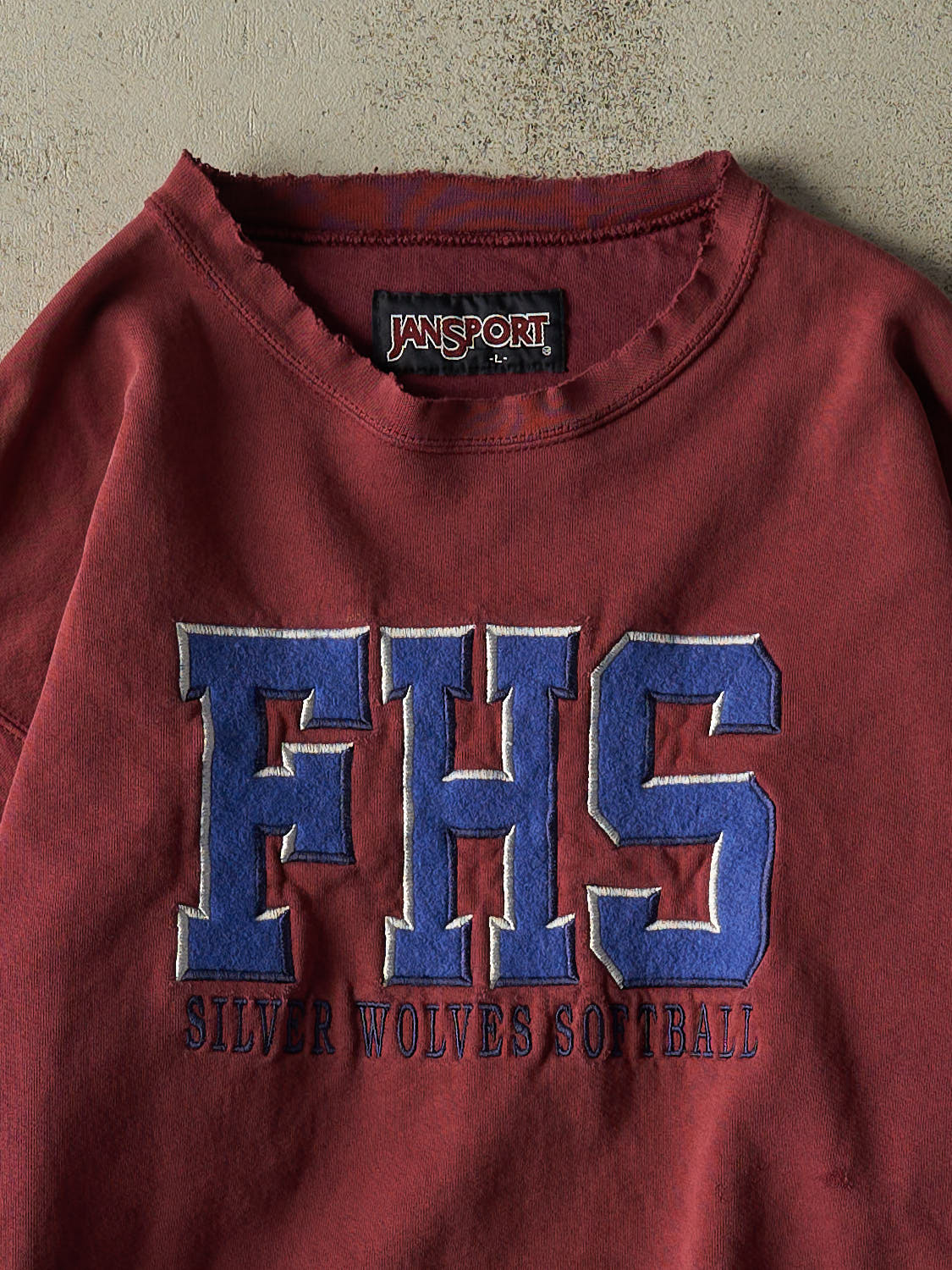 Vintage 90s Burgundy FHS Silver Wolves Softball Crewneck (L)