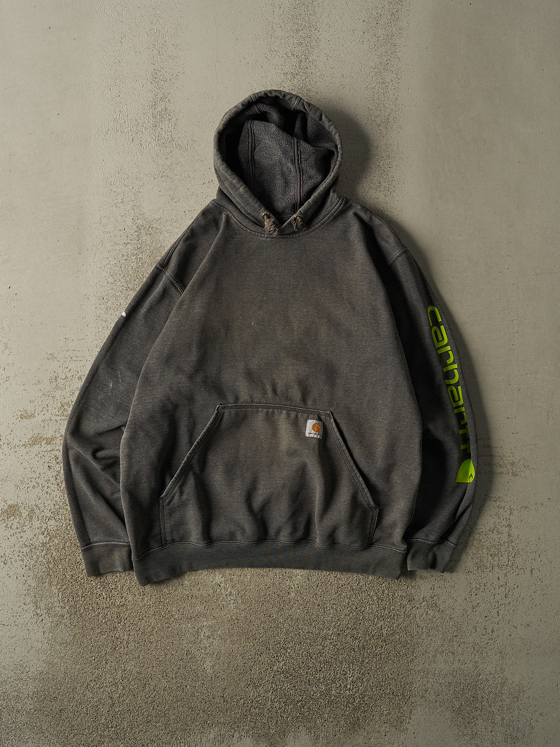 Vintage Y2K Charcoal Grey Carhartt Hoodie (XL)
