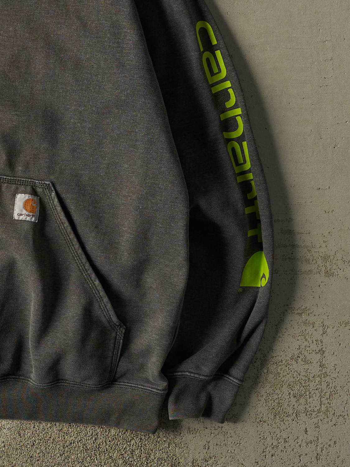 Vintage Y2K Charcoal Grey Carhartt Hoodie (XL)