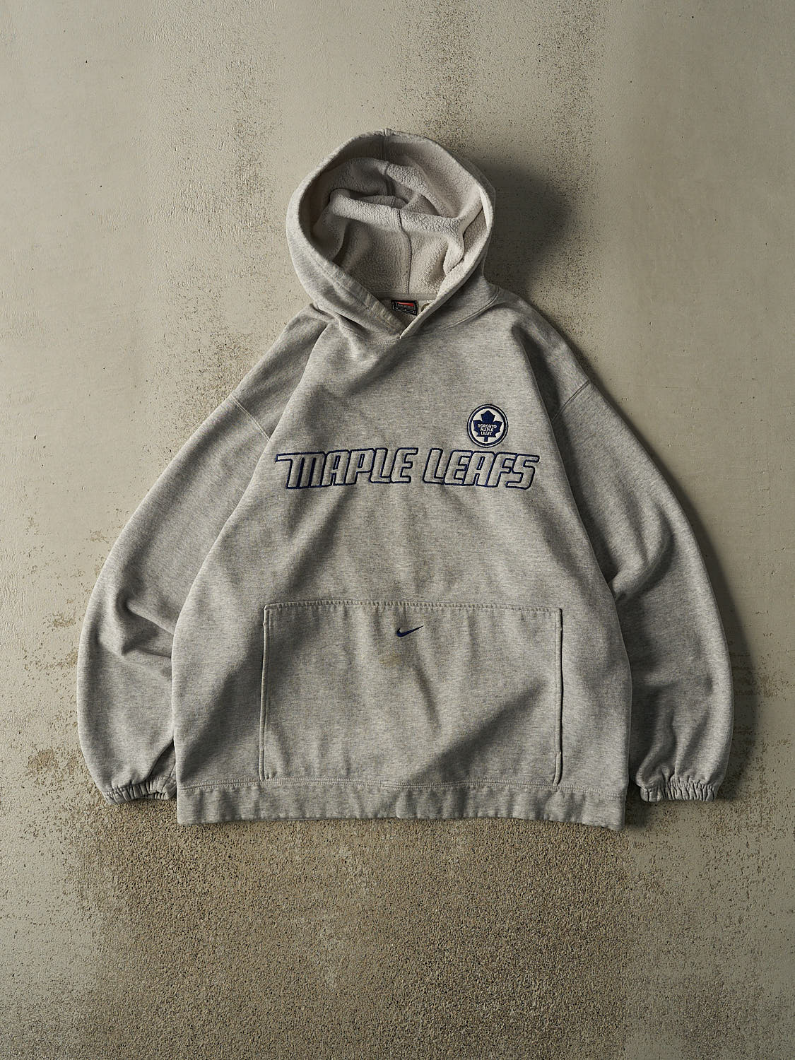 Vintage 90s Grey Nike Middle Swoosh Toronto Maple Leafs Hoodie (XL)