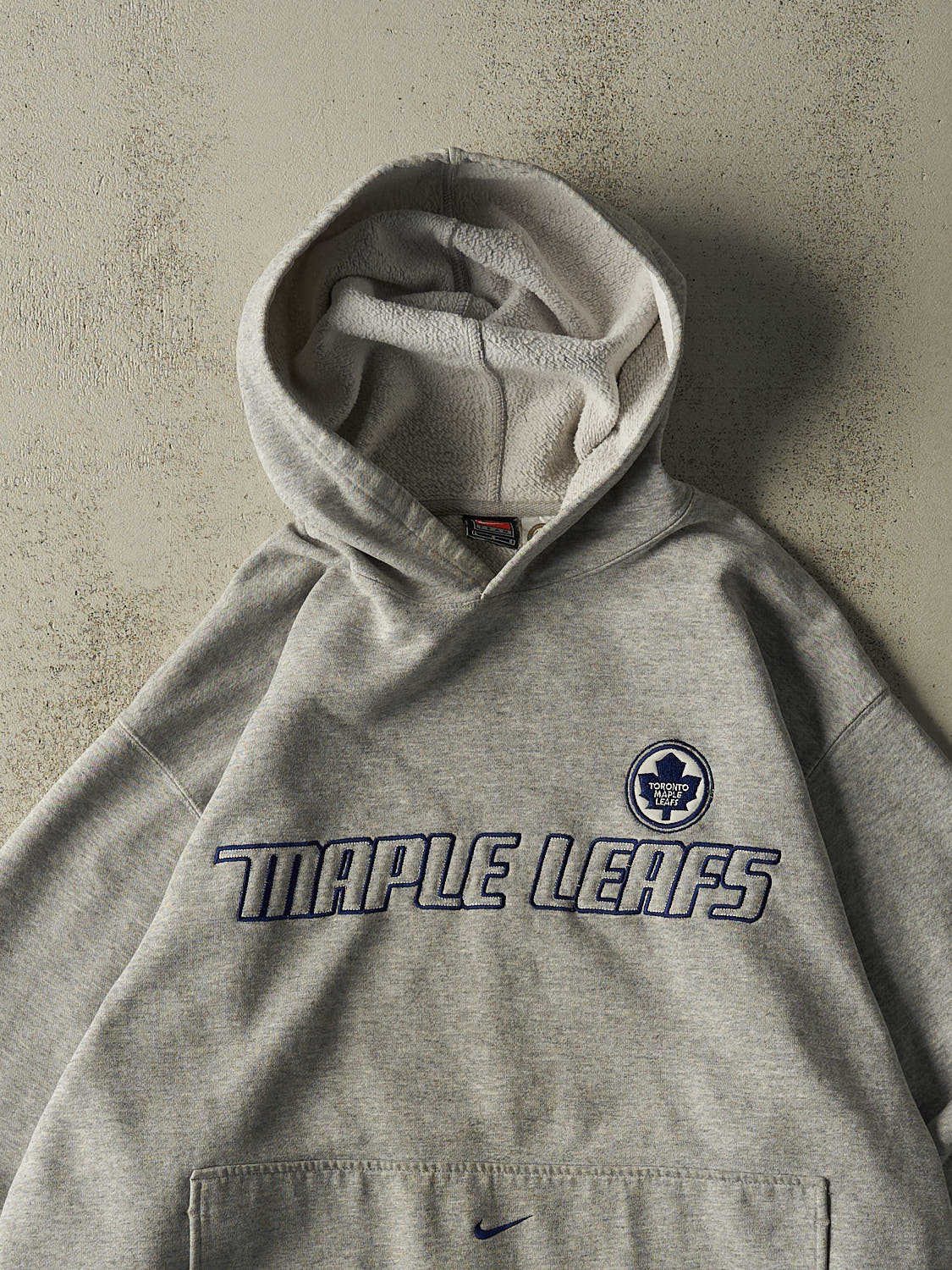Vintage 90s Grey Nike Middle Swoosh Toronto Maple Leafs Hoodie (XL)