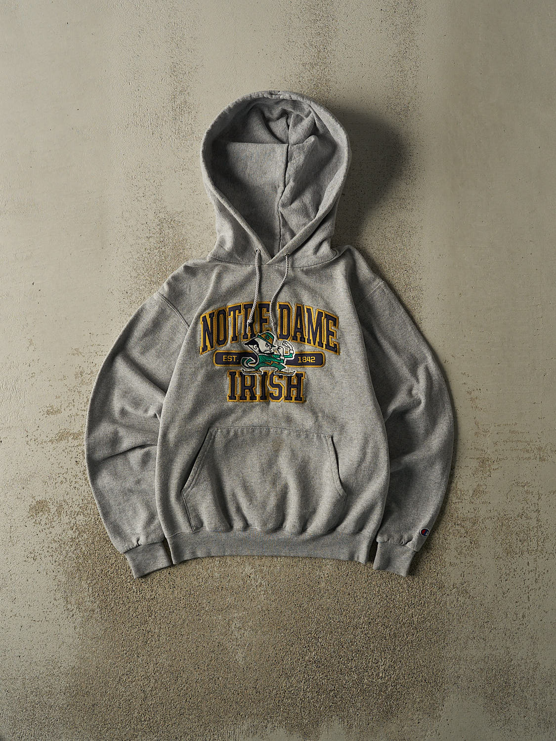 Vintage Y2K Grey University Of Notre Dame Fighting Irish Hoodie (XS)