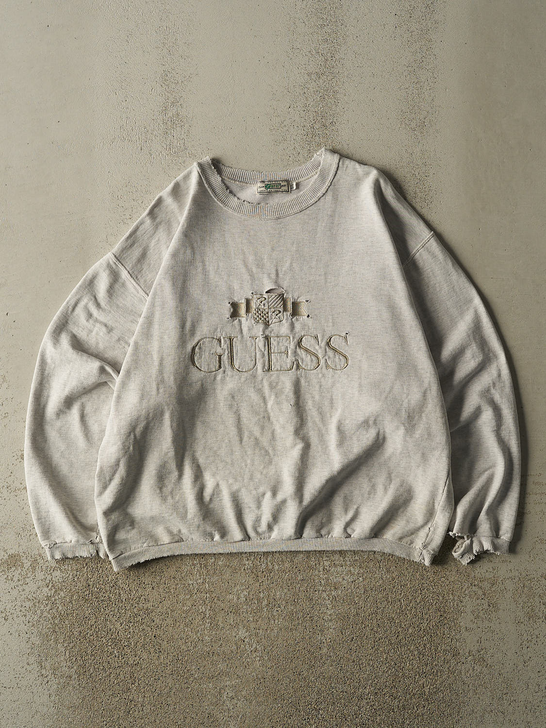 Vintage 90s Heather Grey Guess Embroidered Crewneck (XL/XXL)