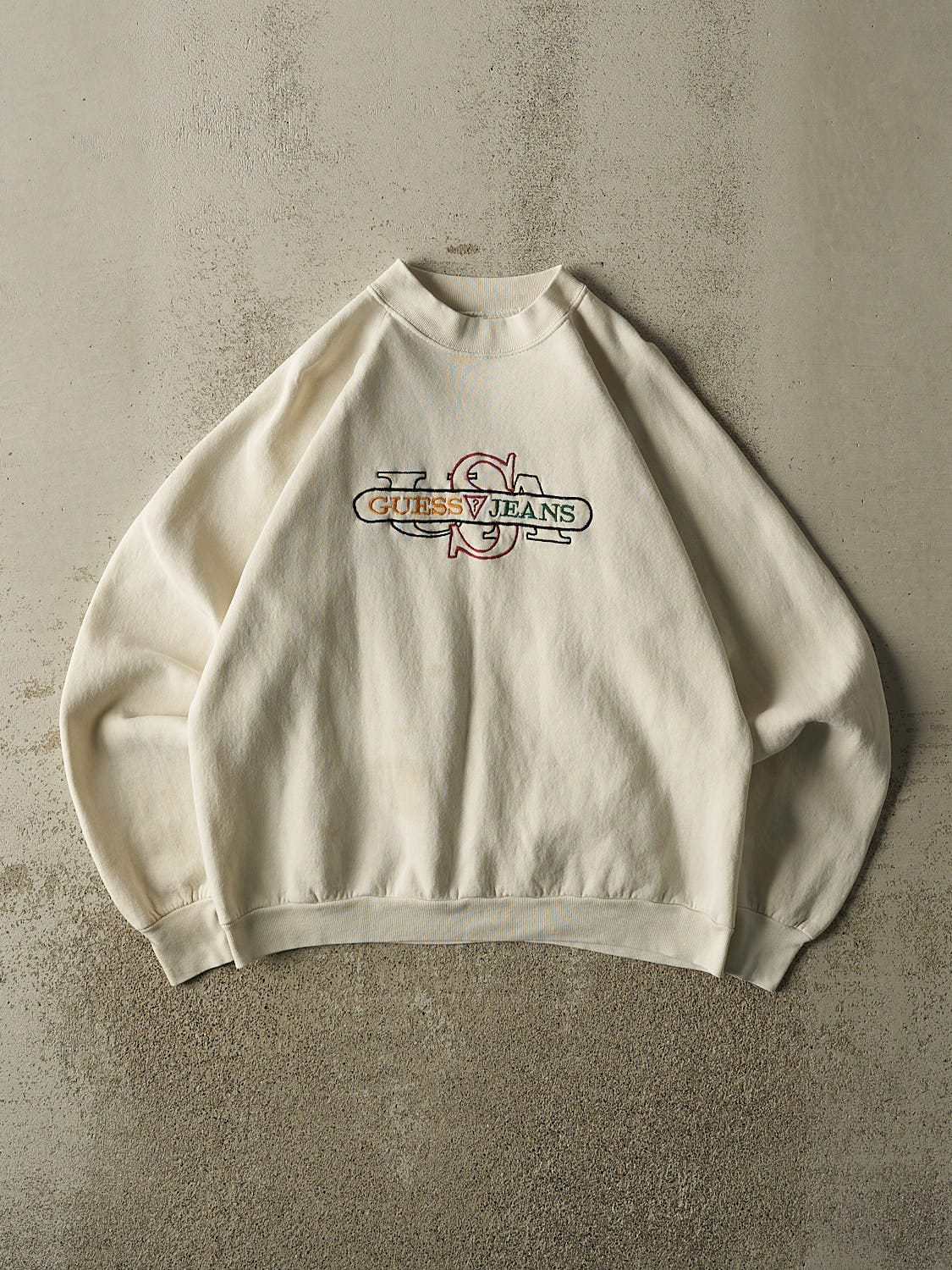 Vintage 80s Beige Guess Jeans Embroidered Crewneck (M/L)