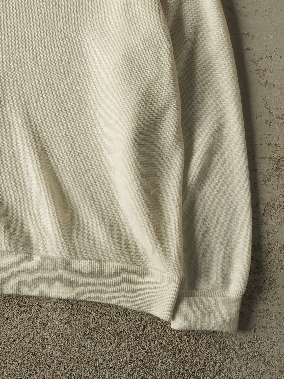 Vintage 80s Beige Lacoste Knit Cardigan (XL)