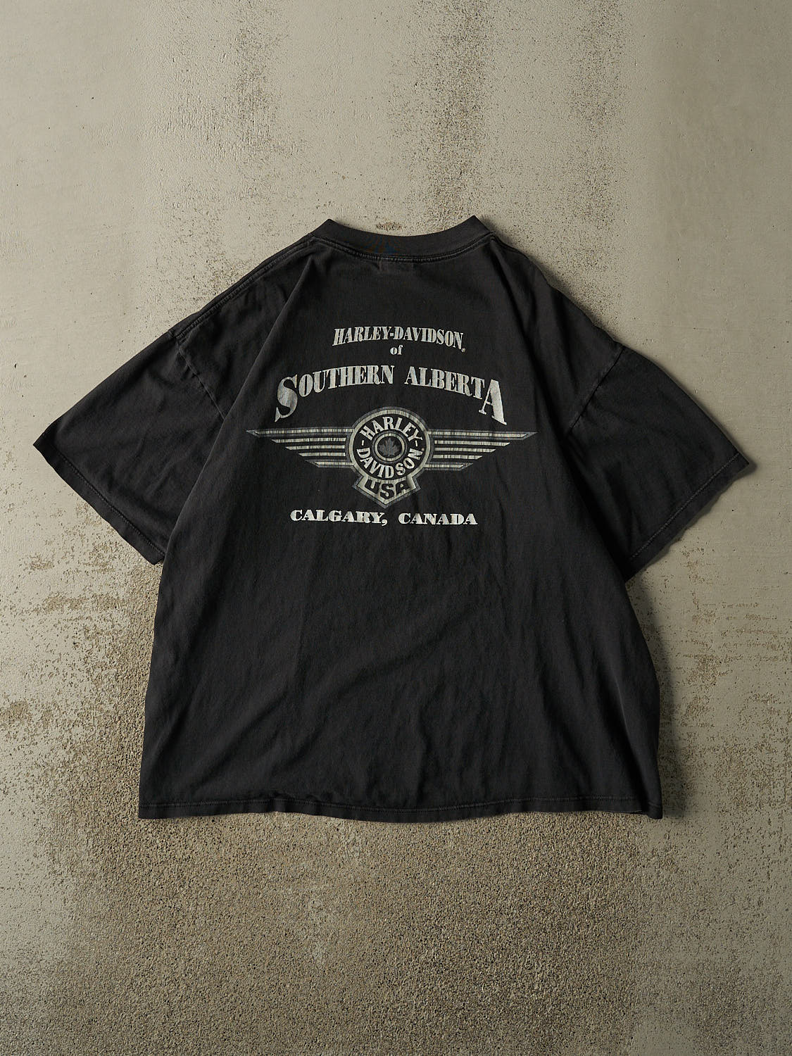 Vintage 90s Faded Black Harley Davidson Calgary Tee (XL)
