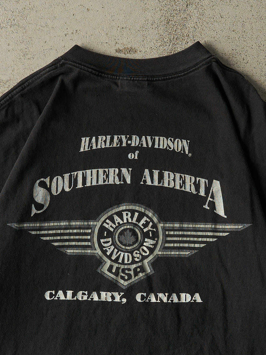 Vintage 90s Faded Black Harley Davidson Calgary Tee (XL)