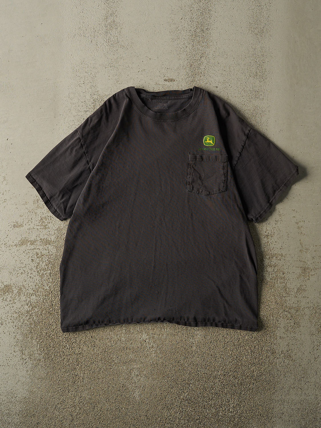 Vintage Y2K Faded Black John Deere Pocket Tee (M/L)