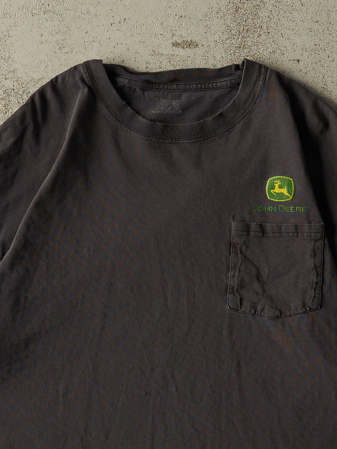 Vintage Y2K Faded Black John Deere Pocket Tee (M/L)