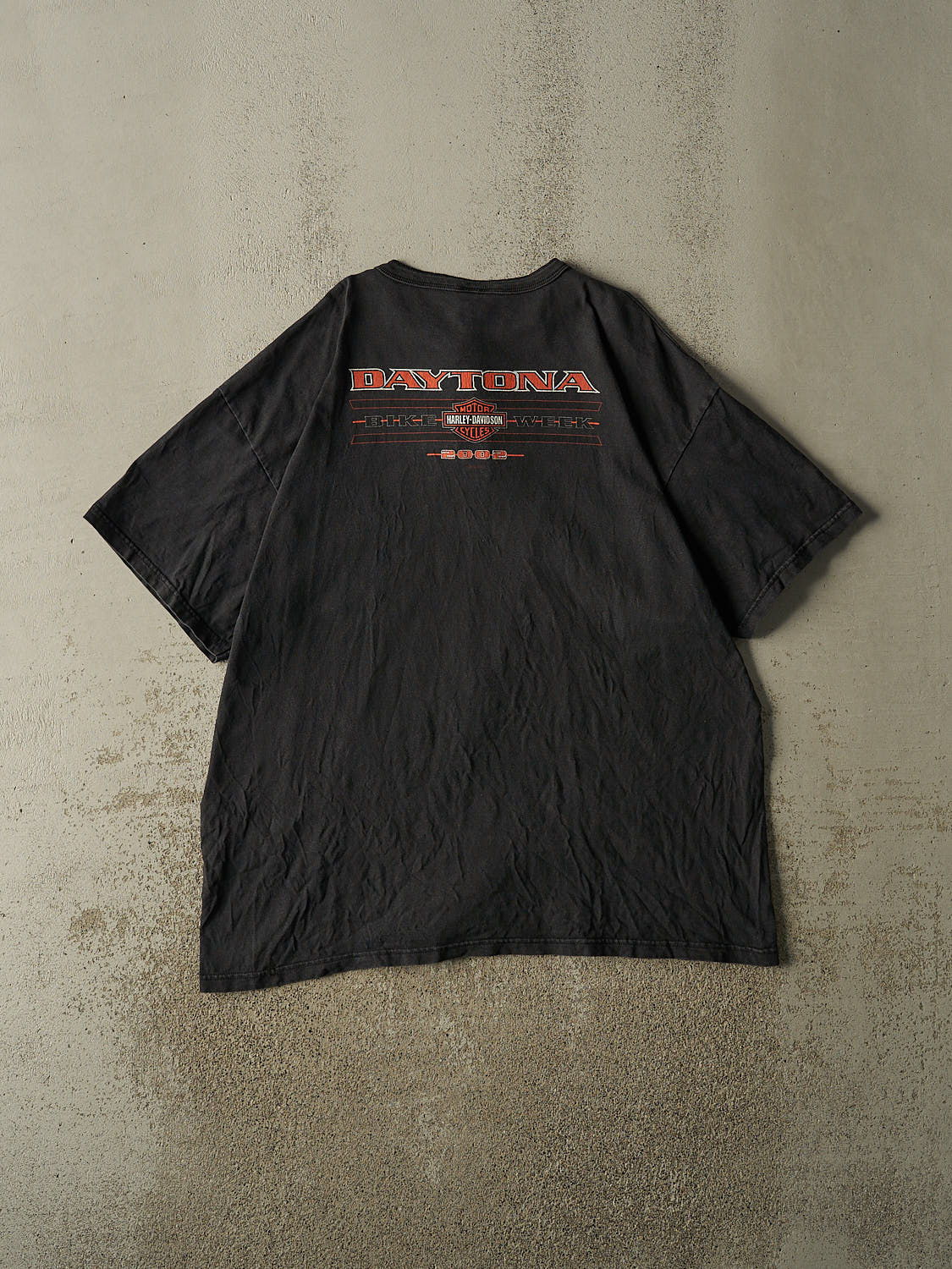 Vintage 02' Black Harley Davidson Daytona Bike Week Quarter Button Tee (XL)