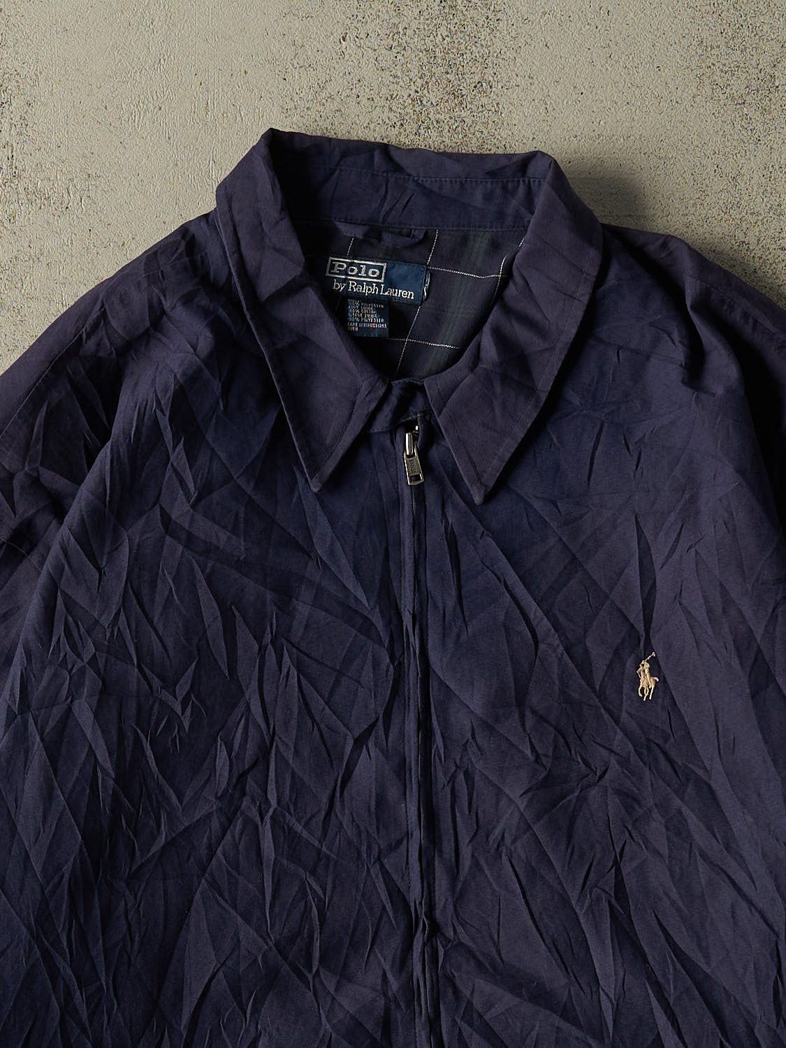 Vintage 90s Navy Blue Polo Ralph Lauren Harrington Jacket (XXL/XXXL)