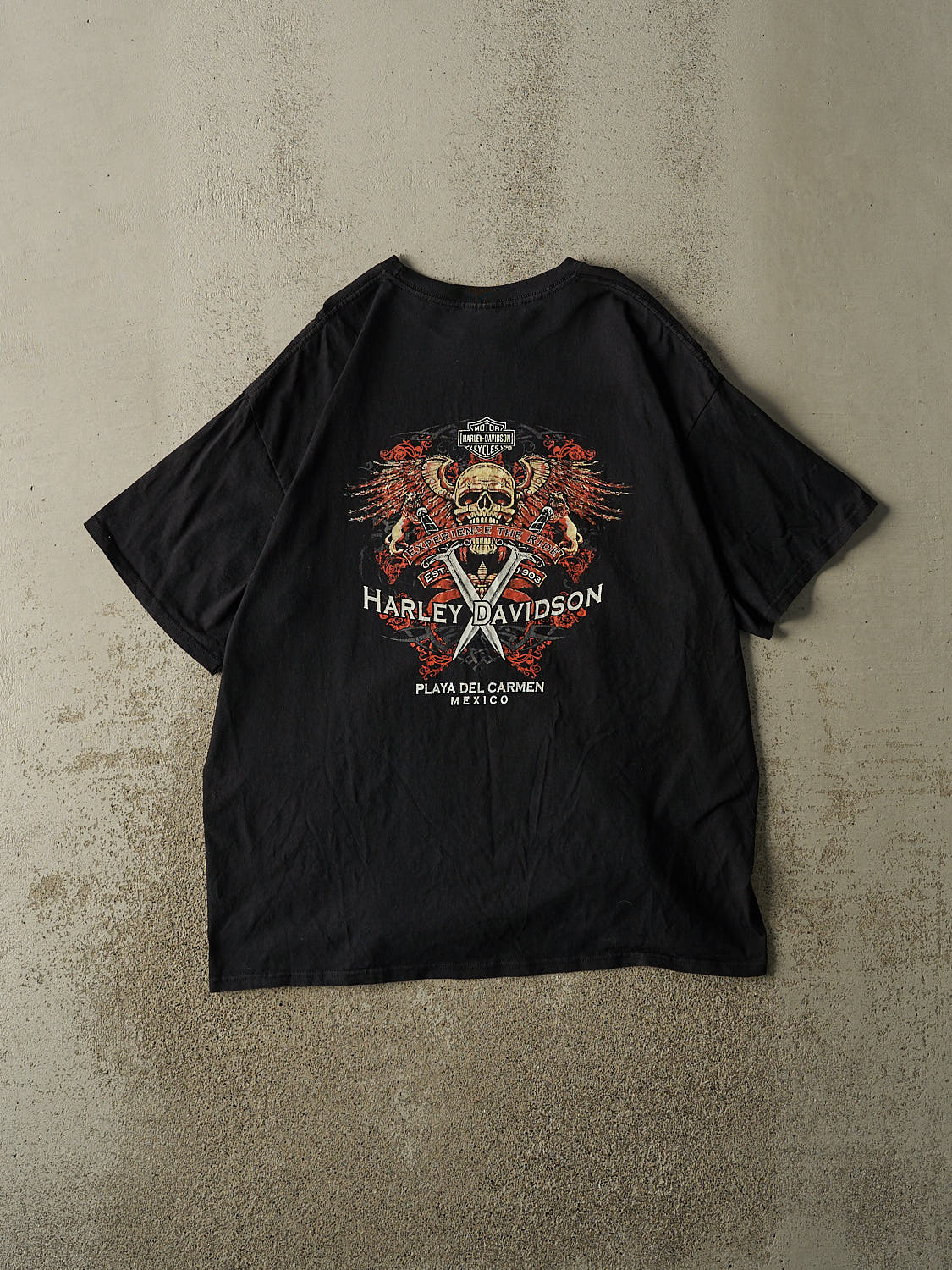 Vintage Y2K Black Harley Davidson Playa Del Carmen Mexico Tee (L/XL)