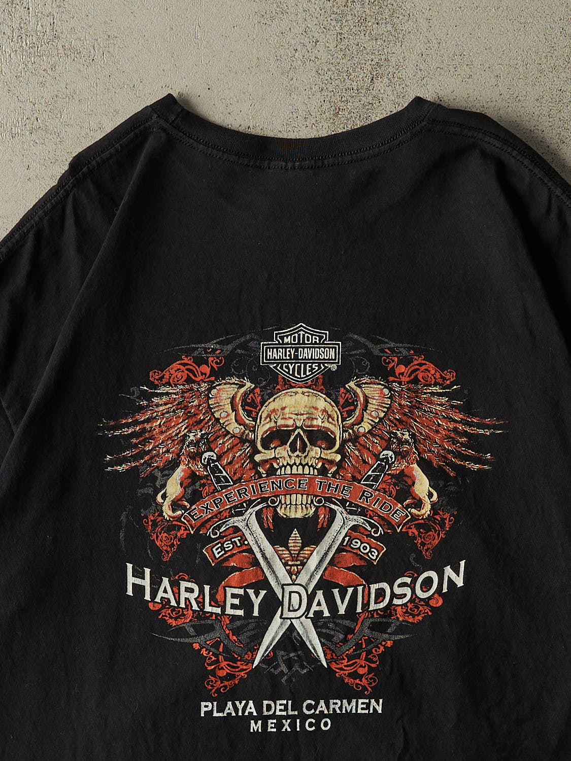 Vintage Y2K Black Harley Davidson Playa Del Carmen Mexico Tee (L/XL)