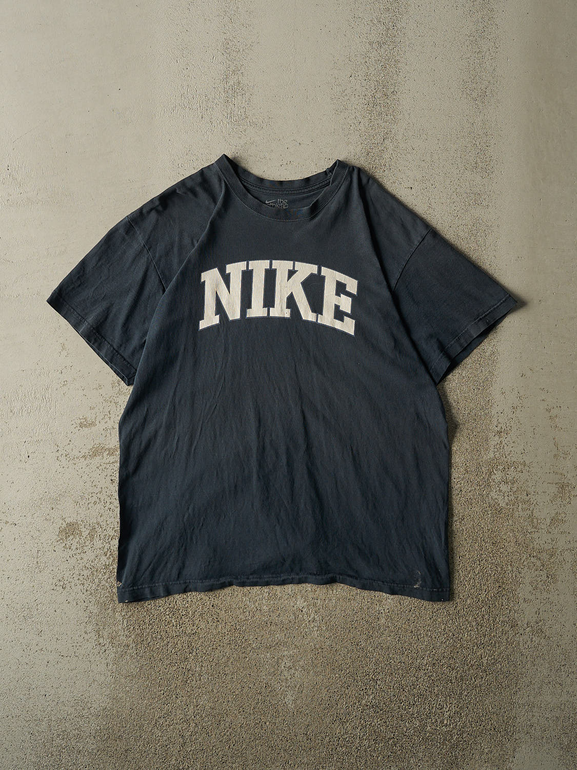 Vintage Y2K Navy Blue Nike Logo Tee (L/XL)