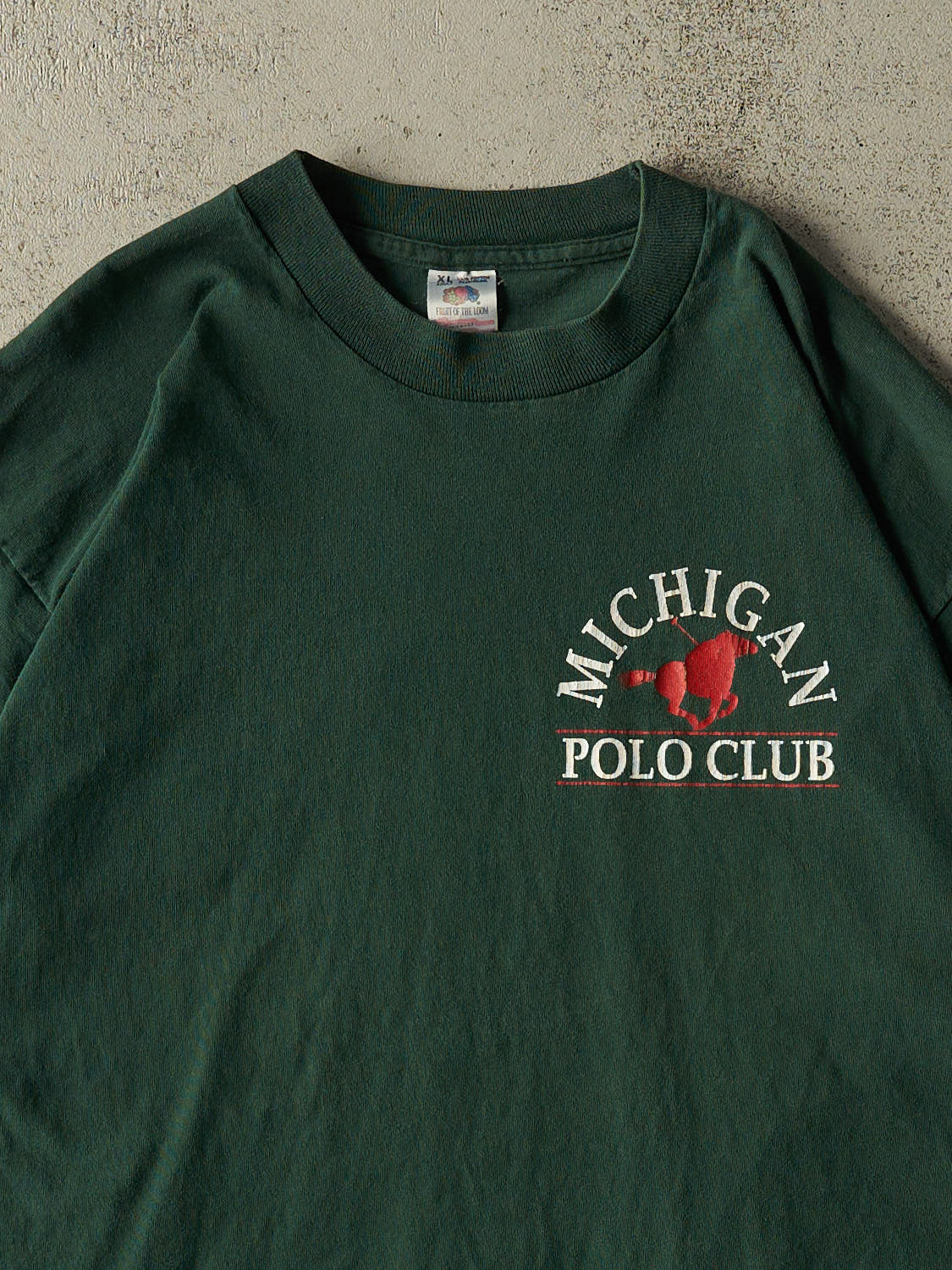 Vintage 80s Green Michigan Polo Club Single Stitch Tee (XL)