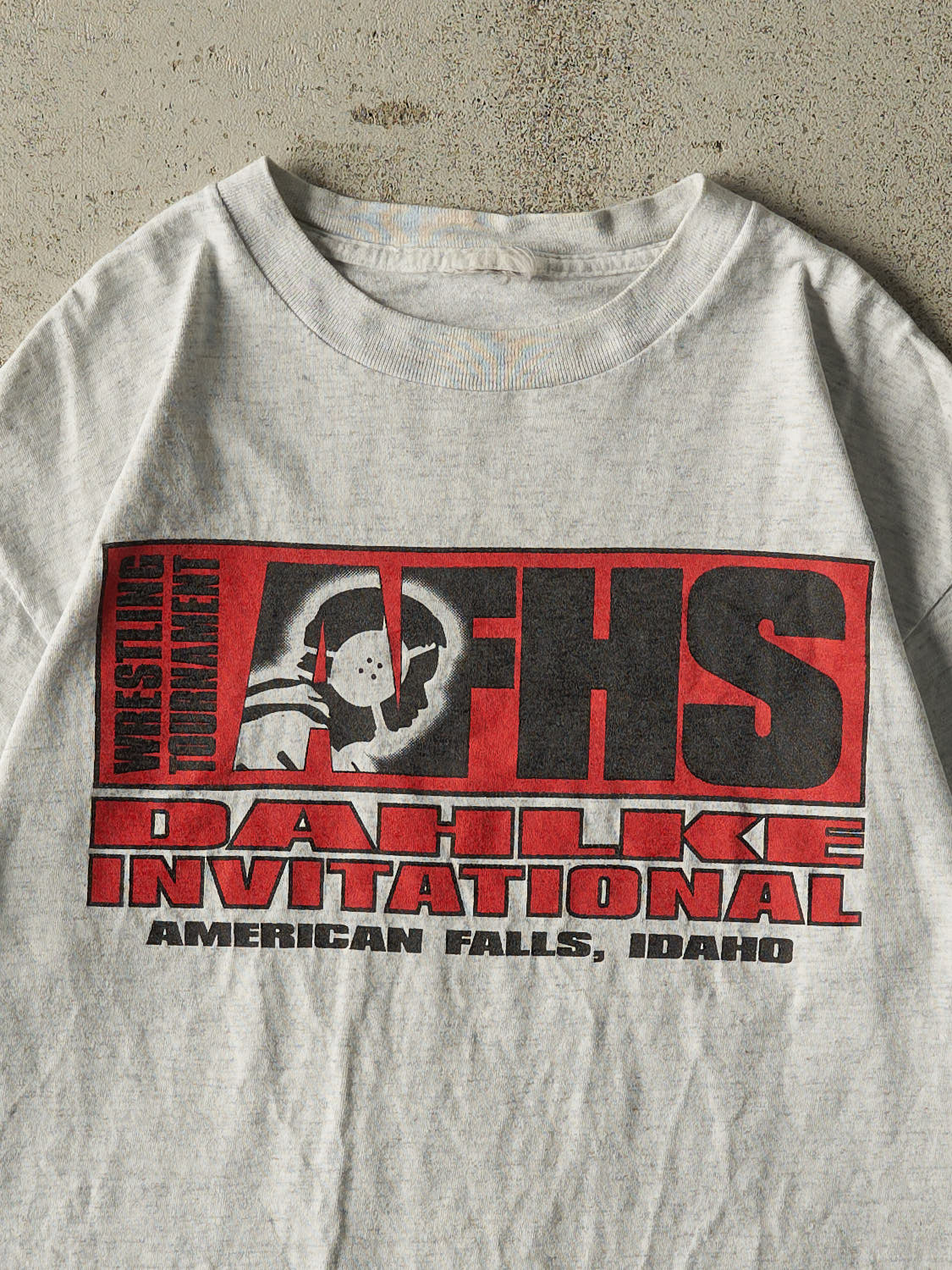 Vintage 90s Heather Grey AFHS Wrestling Tournament Tee (M/L)
