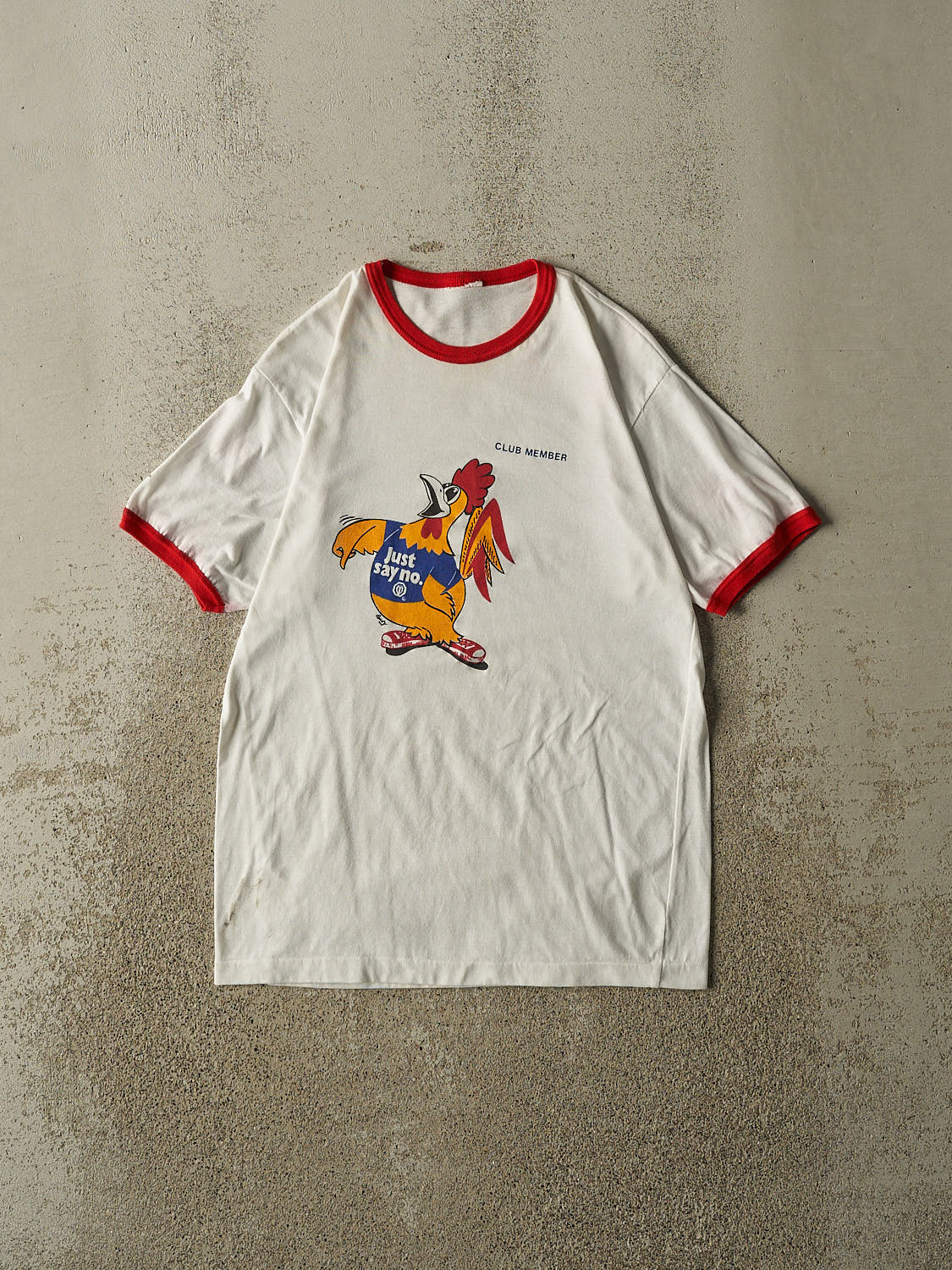 Vintage 80s White "Say No To Drugs" Ringer Tee (S/M)
