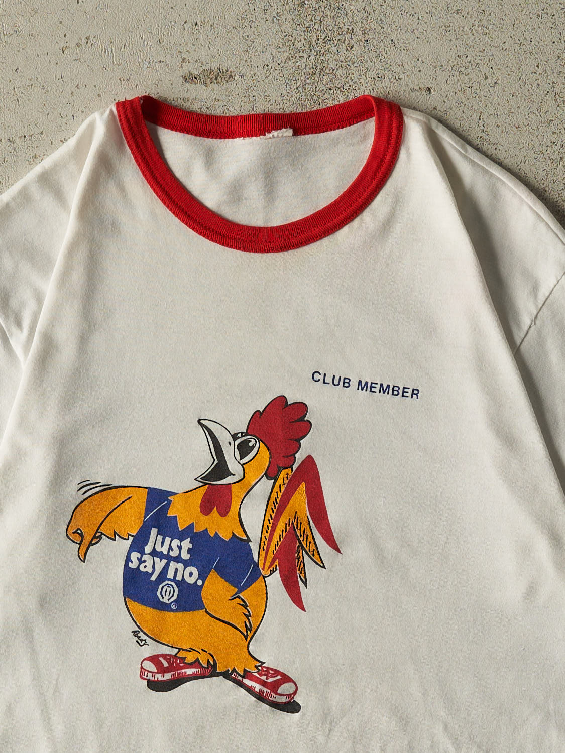 Vintage 80s White "Say No To Drugs" Ringer Tee (S/M)