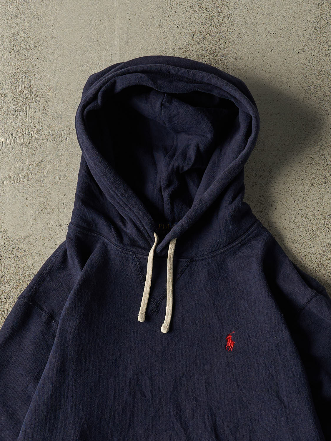Vintage Y2K Navy Blue Polo Embroidered Hoodie (S/M)