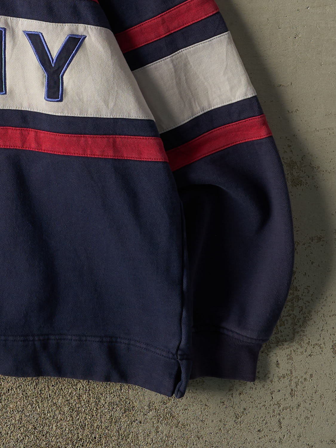 Vintage 90s Navy Blue Tommy Hilfiger Quarter Zip Hoodie (XL/XXL)