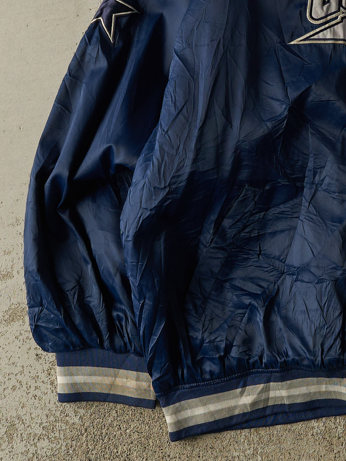 Vintage 90s Navy Blue Dallas Cowboys Nylon Bomber Jacket (XXL/XXXL)
