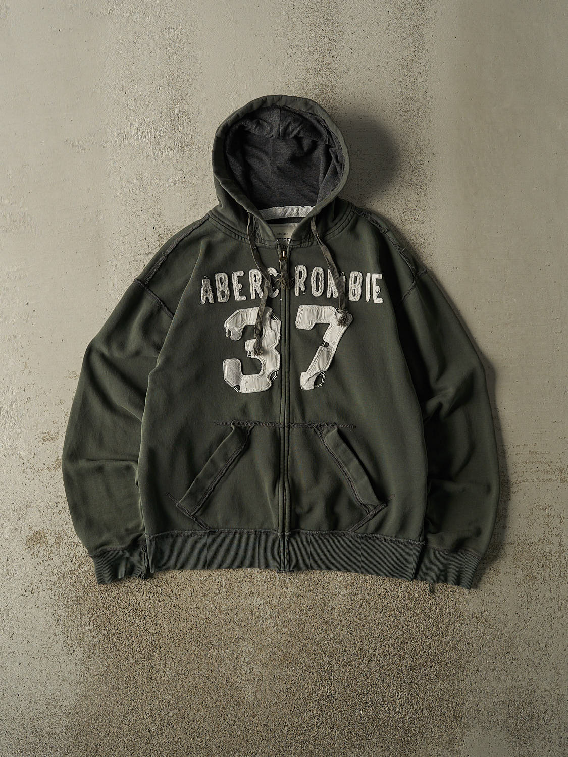 Vintage Y2K Green Abercrombie & Fitch Zip Up Hoodie (L)