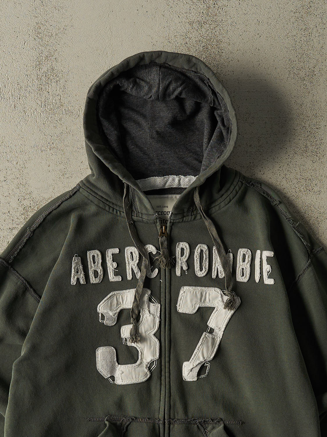 Vintage Y2K Green Abercrombie & Fitch Zip Up Hoodie (L)
