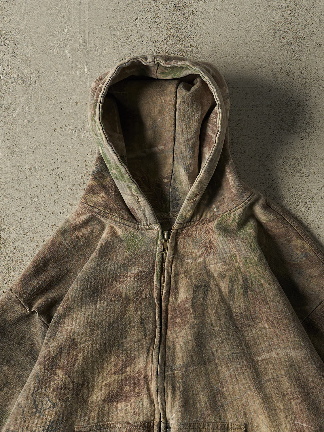 Vintage 90s Camo Zip Up Hoodie (M)