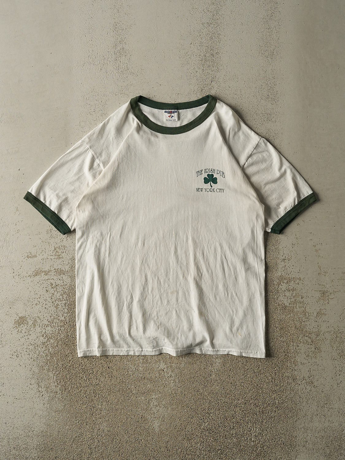 Vintage 90s White New York Irish Pub Ringer Tee (L/XL)