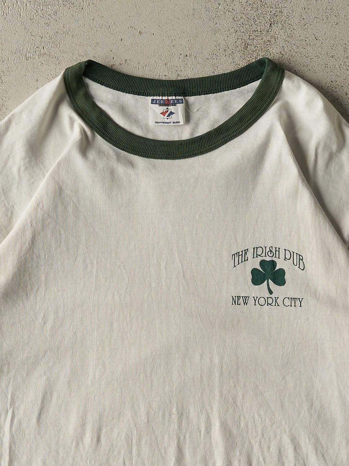 Vintage 90s White New York Irish Pub Ringer Tee (L/XL)