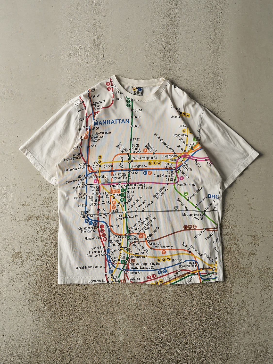 Vintage Y2K White New York City Subway Line Tee (XL)