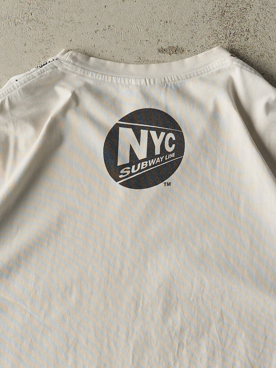 Vintage Y2K White New York City Subway Line Tee (XL)