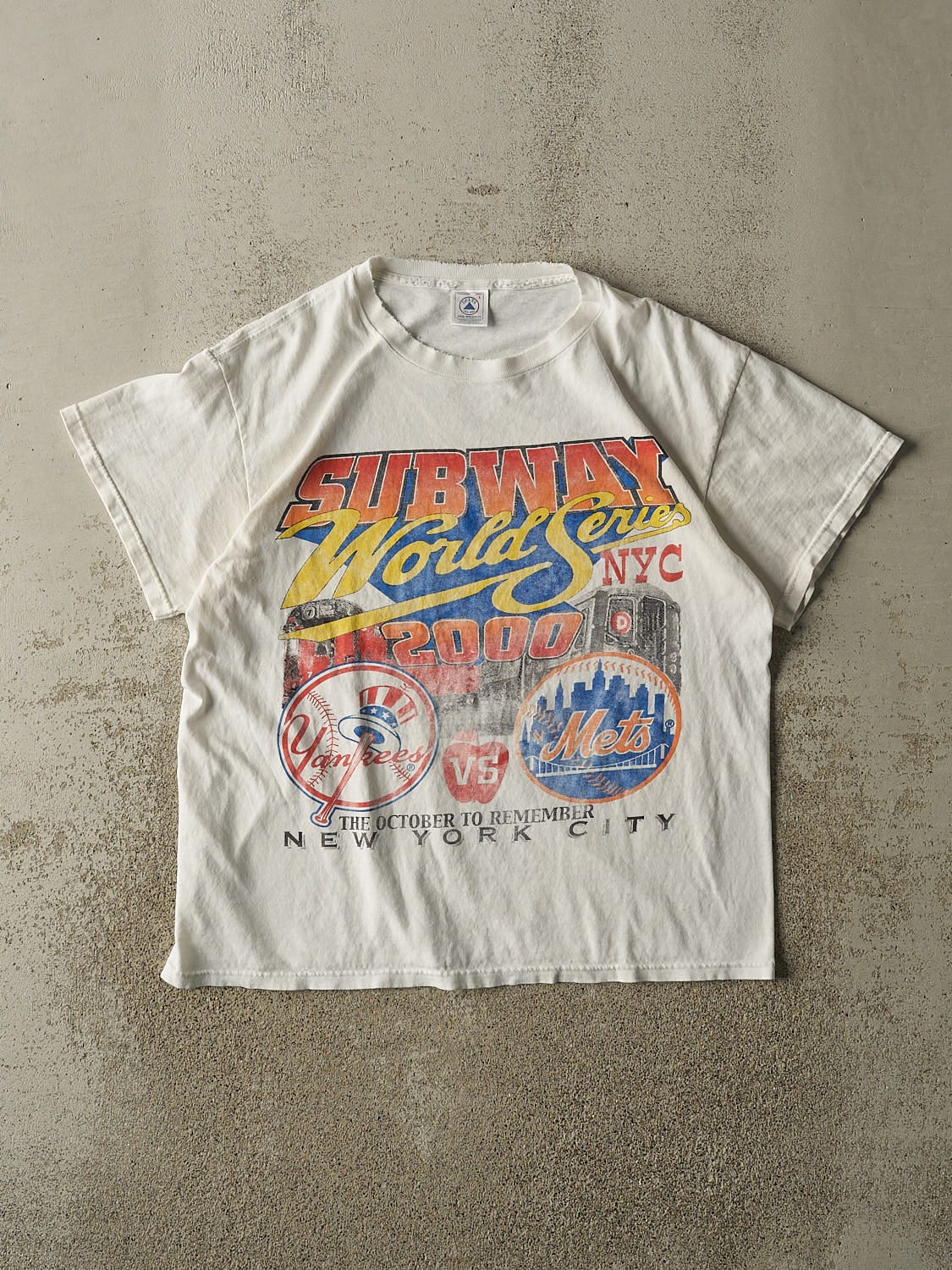 Vintage 00' White New York Yankees & Mets Subway Series Tee (L)