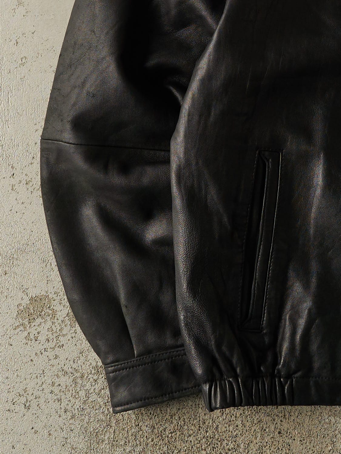 Vintage 90s Black Boston Harbour Leather Jacket (XL/XXL)