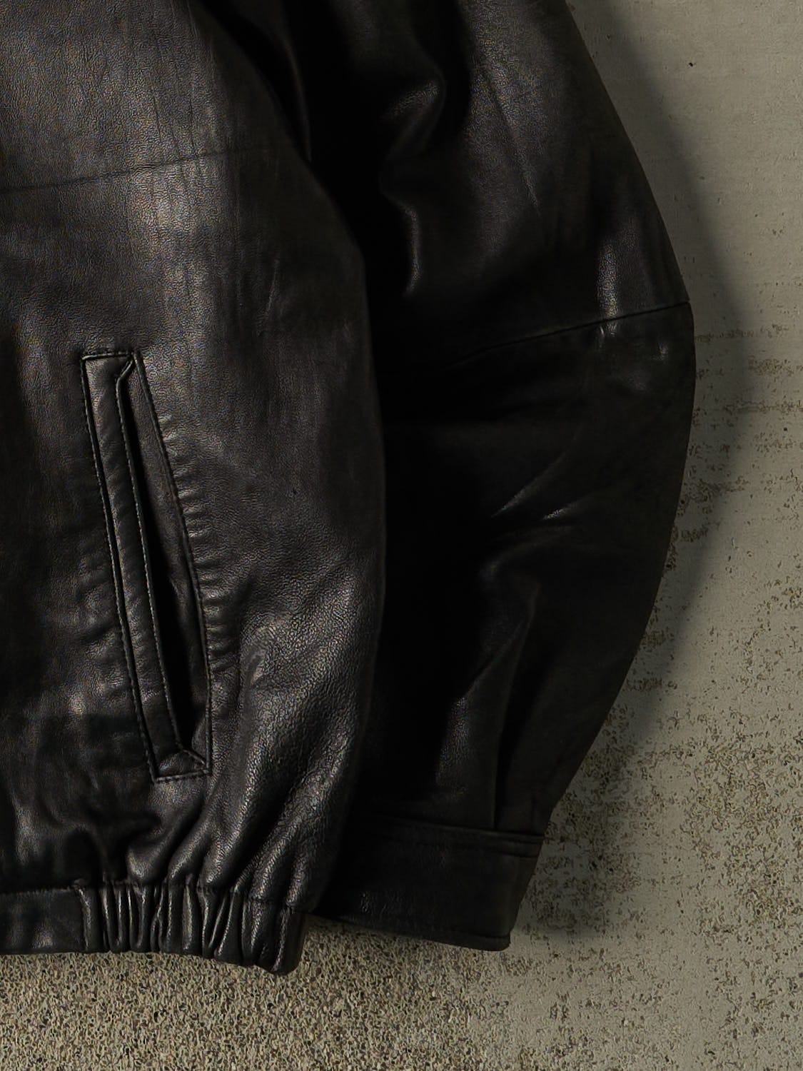 Vintage 90s Black Boston Harbour Leather Jacket (XL/XXL)