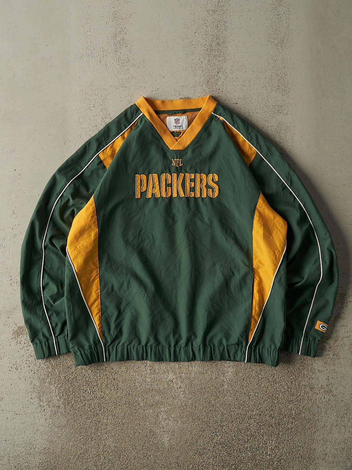 Vintage Y2K Green Green Bay Packers Pullover Windbreaker Jacket (L/XL)